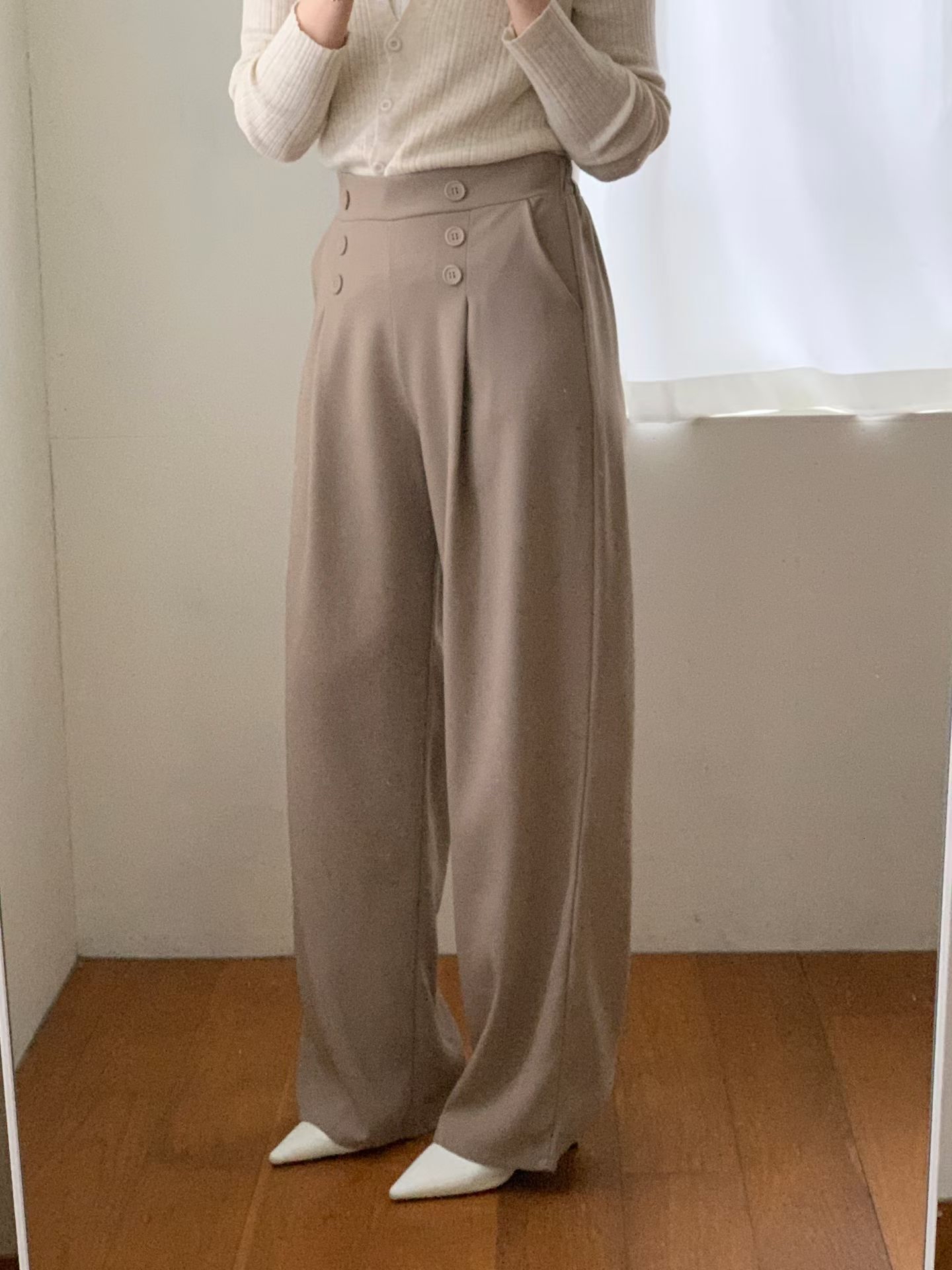 CT18 幹練雙排扣高腰寬褲