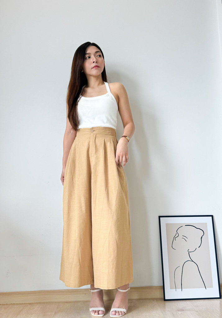 Cotton Linen Straight Wide Leg Trouser 必入！小个子梨形也能穿出大长腿！休闲直筒阔腿棉麻长裤 （3 Colours )