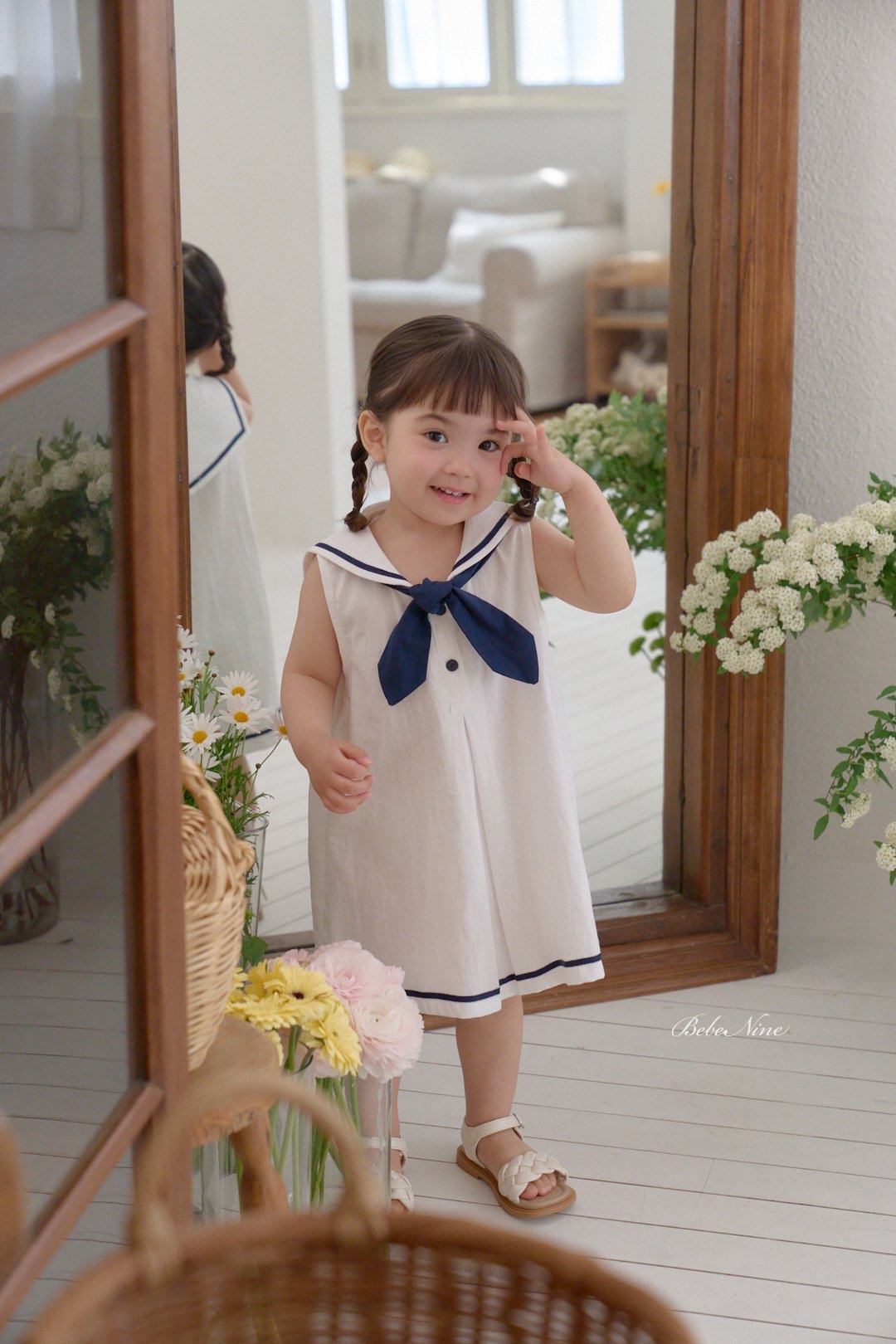 ☀️預訂 韓國直送☀️🇰🇷Bebenine兩色海洋風水手領巾背心連身裙