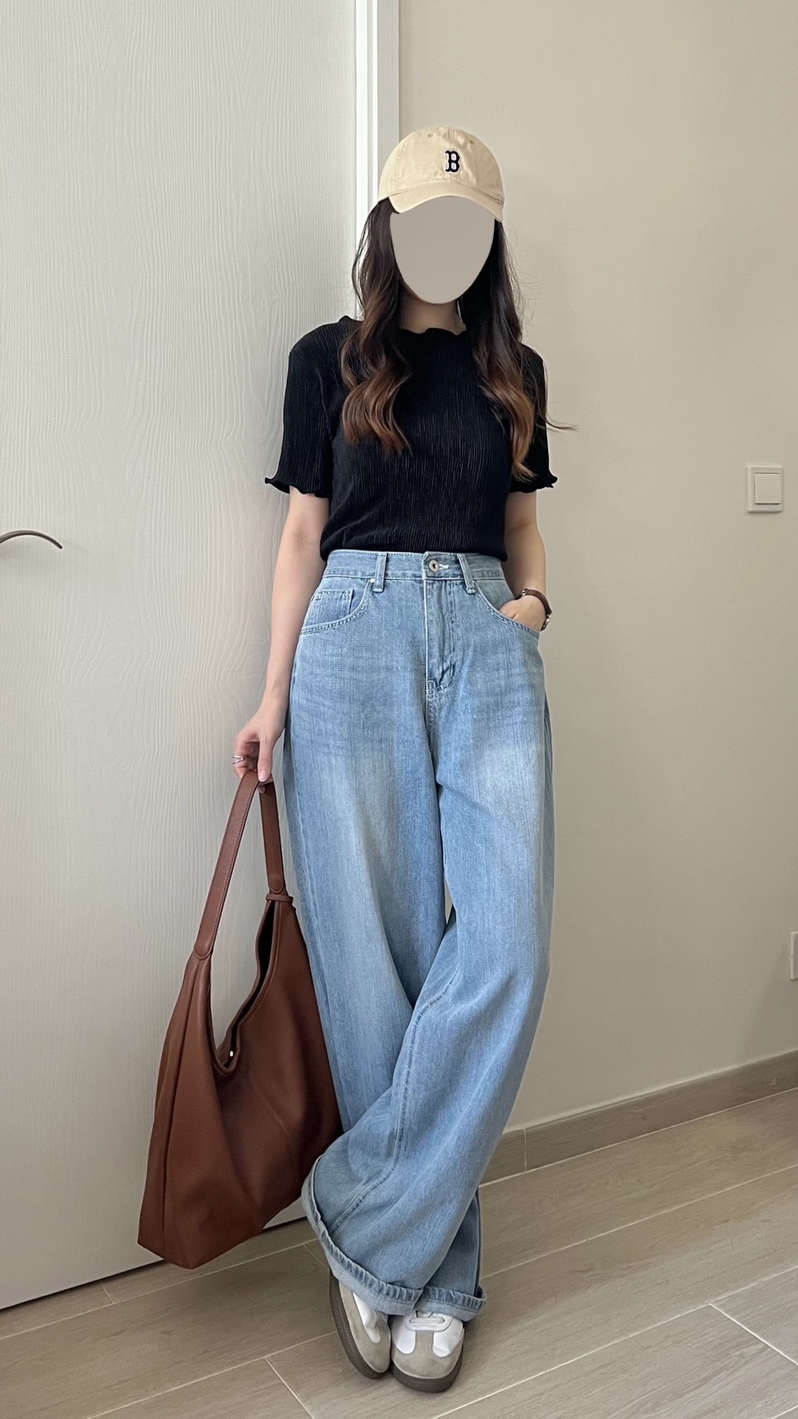 免熨樹紋ruffle上衣