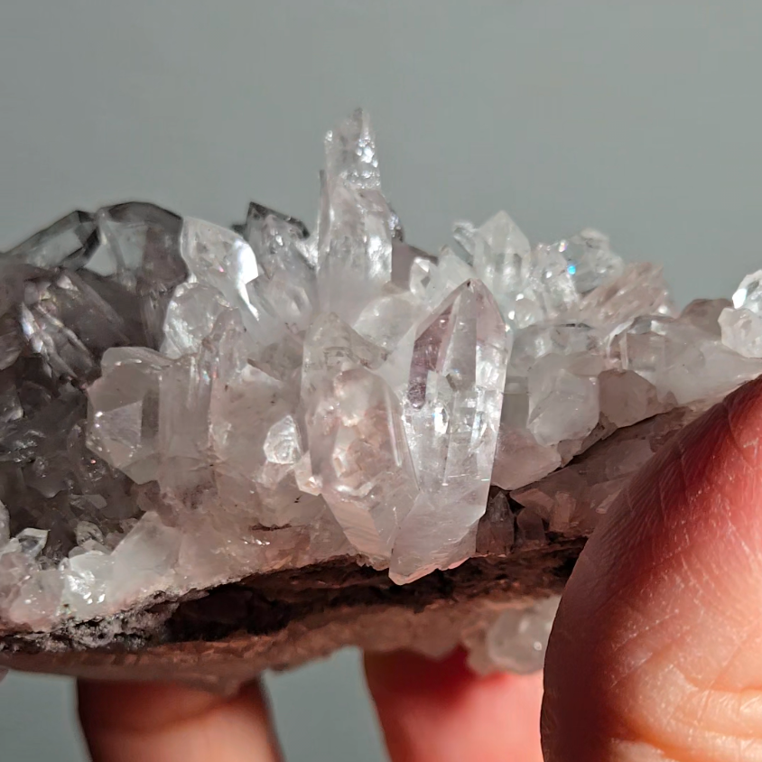 Pink Lemurian quartz cluster with green chlorite inclusions - LQ191