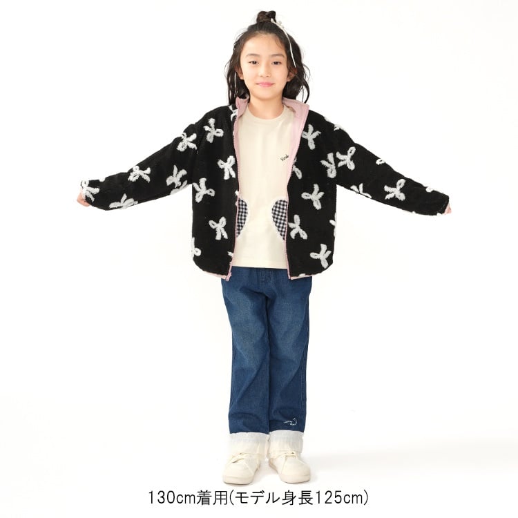 🆕【⭐訂購⭐】🇯🇵日本直送 純色 x 緞帶圖案 滌綸/絨毛 #雙面外套［2款選］🌀 [ELJA-0147][261116]