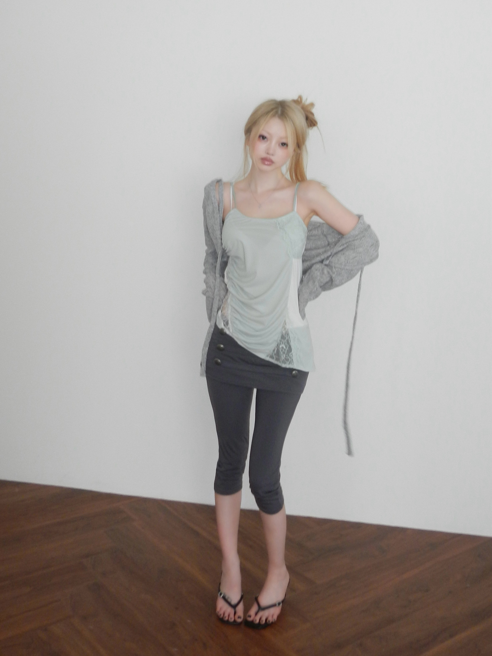 Cropped Hooded Knit Cardigan