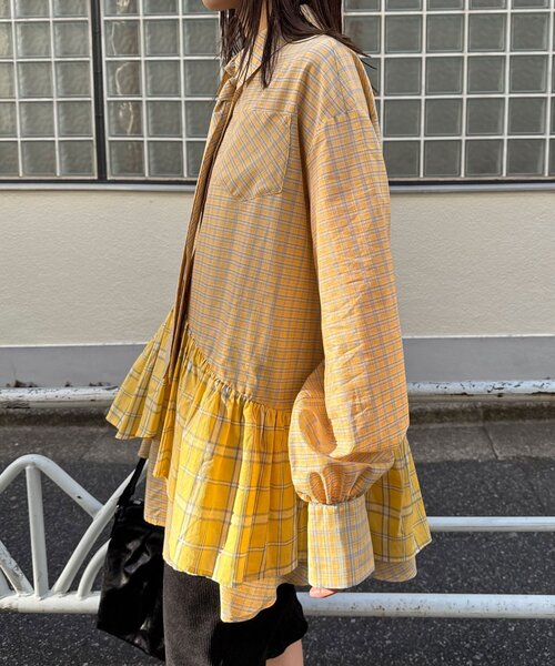 多層束腰襯衫裙【JT041】