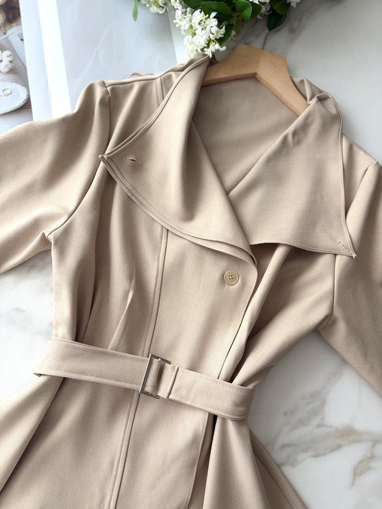 Classic Flared Trench Dress (Ivory)