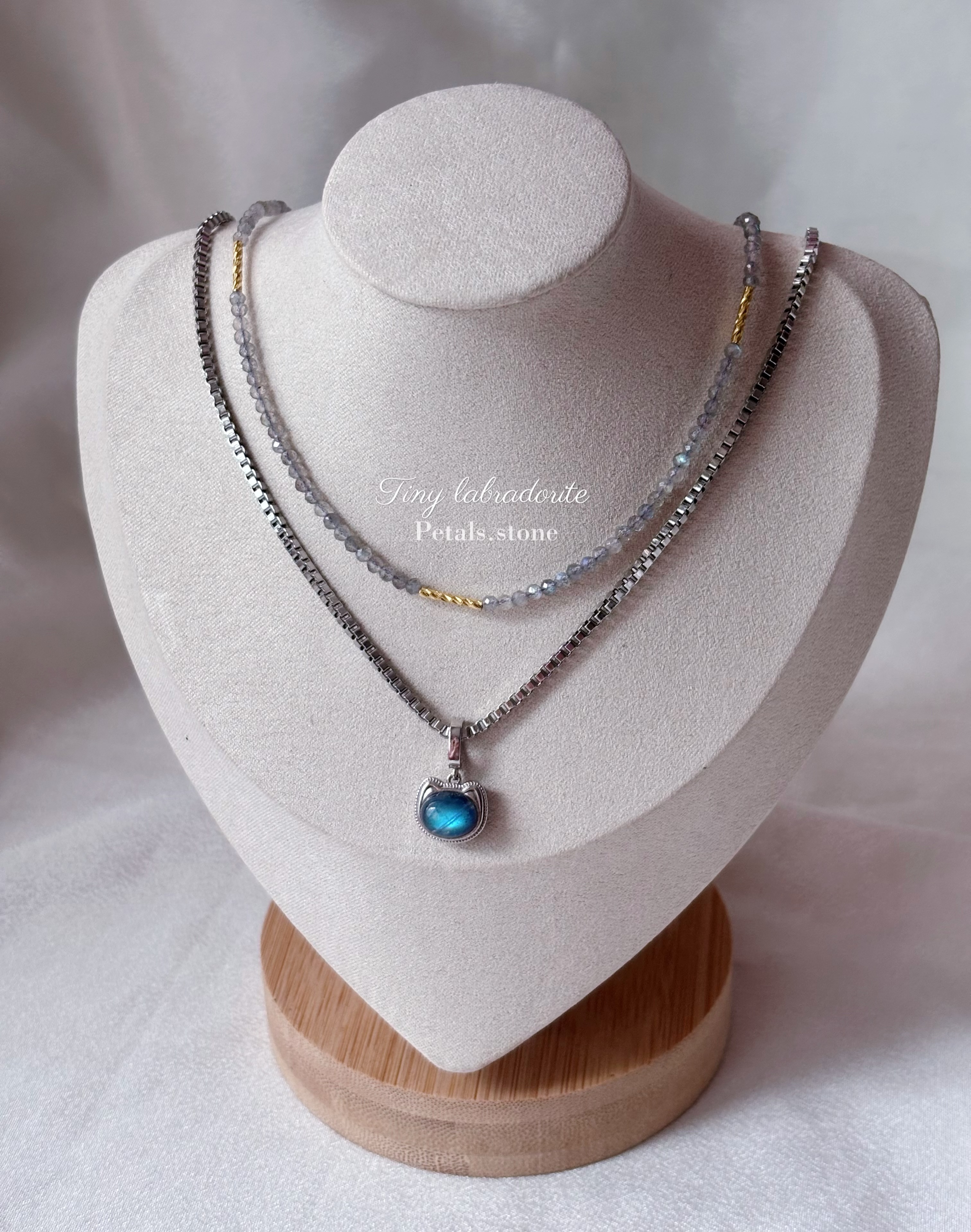 ✨Tiny Labradorite ო̤̫| 精緻切割拉長石頸鏈💙