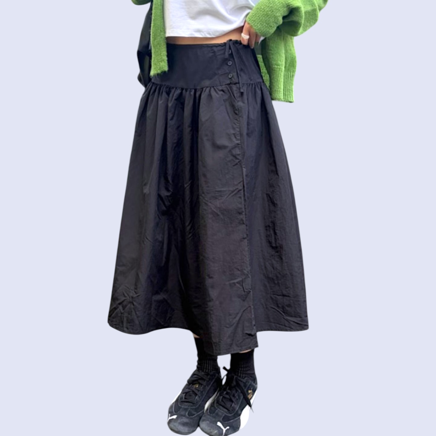221284 修腰束繩長裙