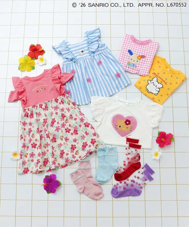 🇯🇵預訂 日本直送🇯🇵Apres les cours x Sanrio系列三色烘烤人物印花花卉滿拼接荷葉邊連身裙