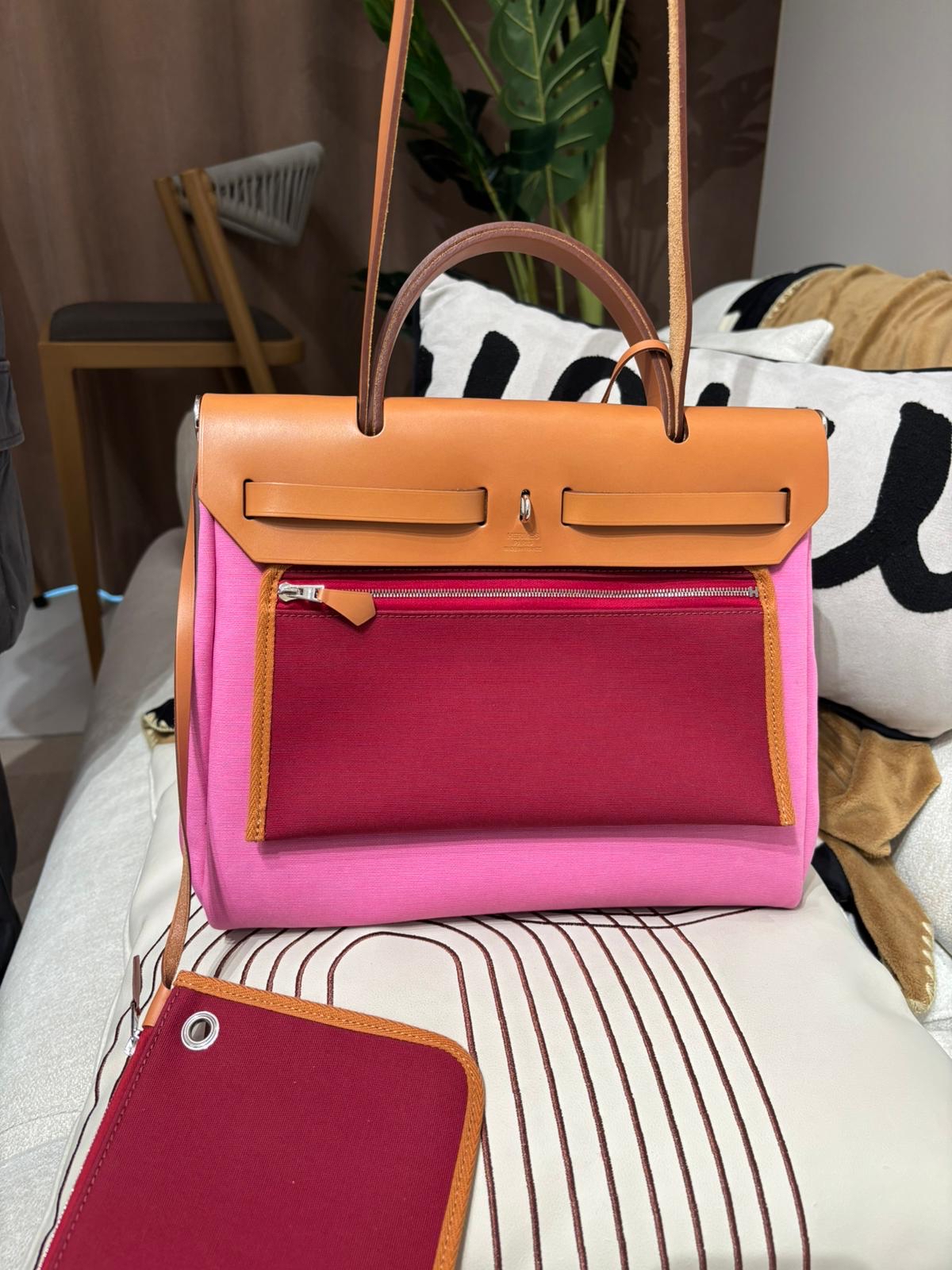 Hermes Herbag 31 Stamp Z Bubble Gum / Rubis / Nature 100%Authentic, 95%New ✅收據✅Key Lock✅Dust bag