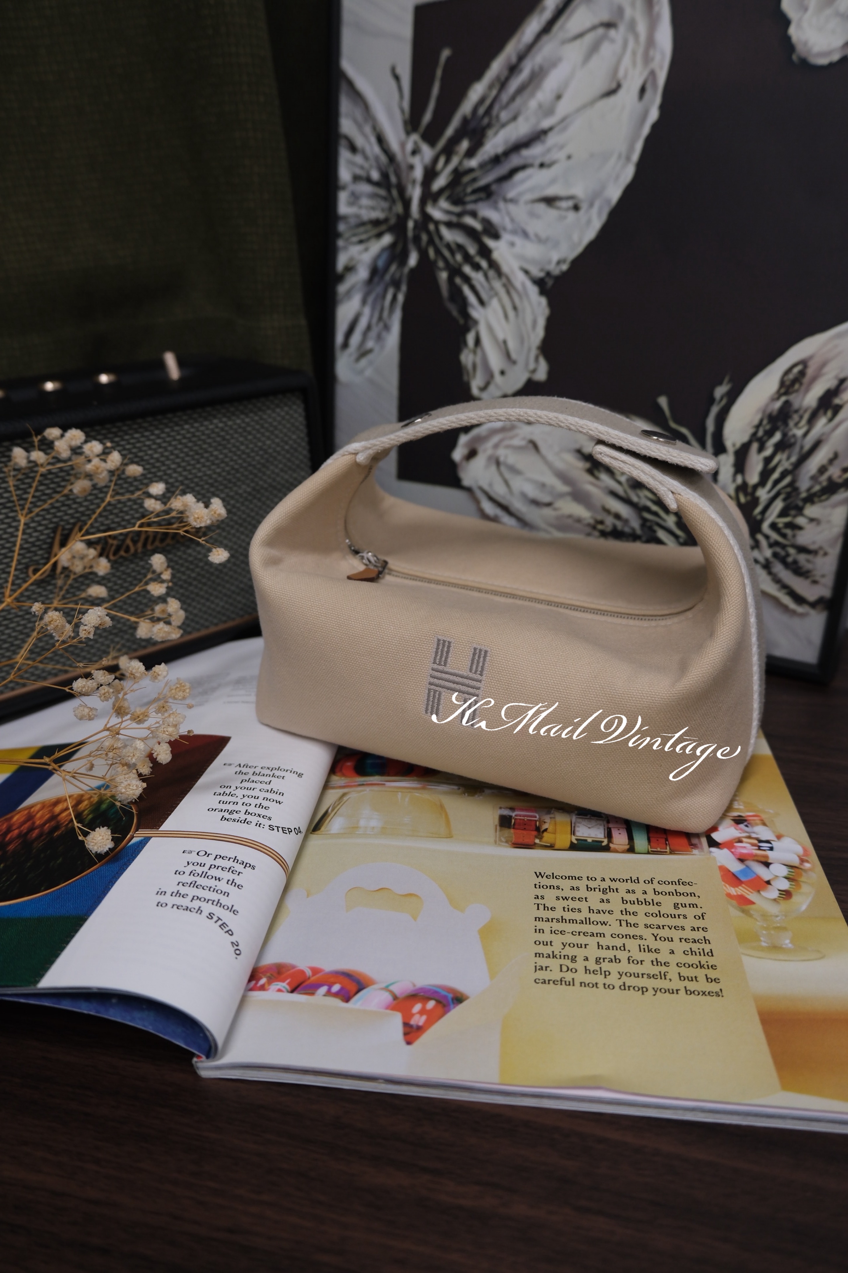 Hermes Brid A Black PM Canvas White Silver