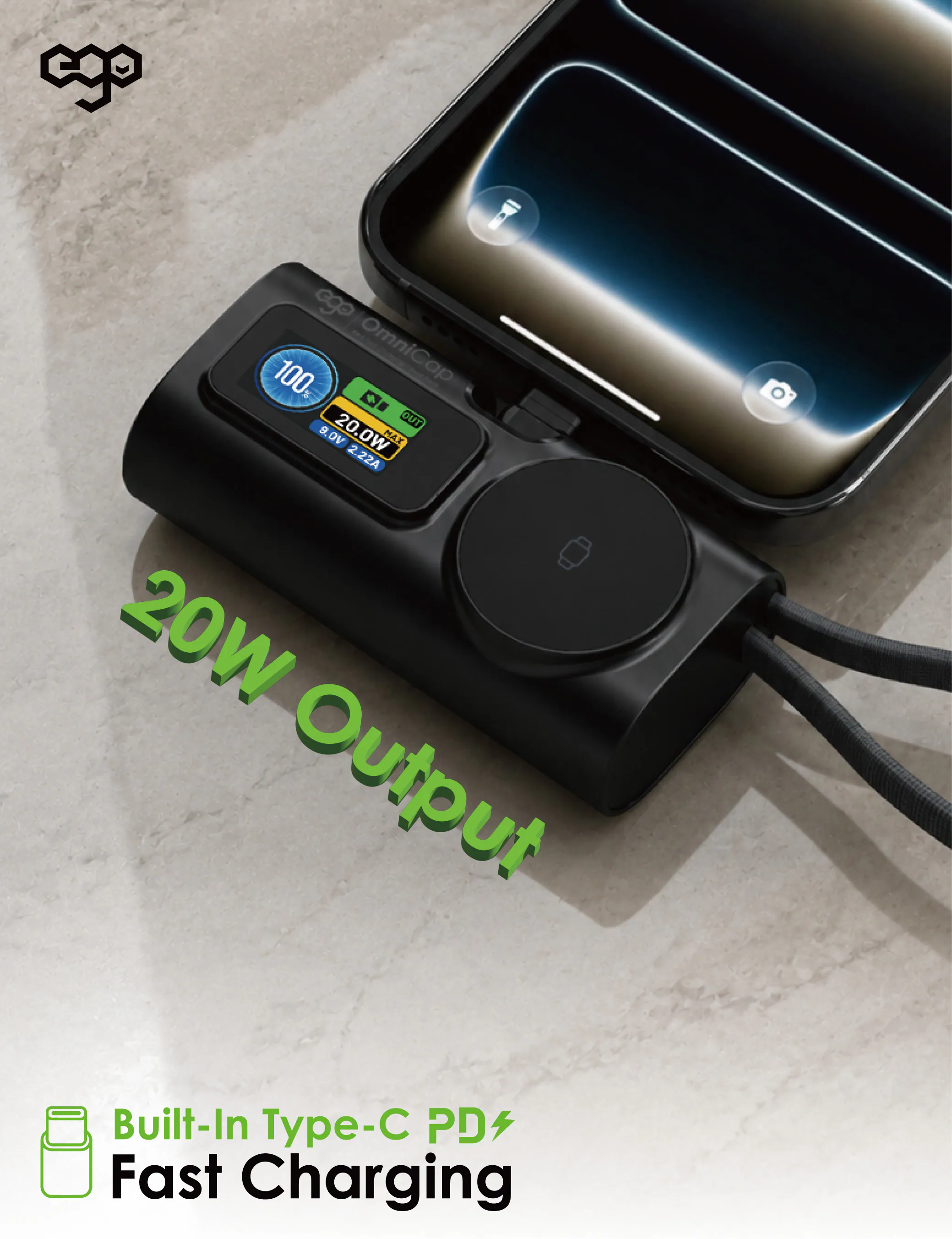 EGO OmniCap @5000mAh 4in1 外置電 M23 4in1 口袋全能外置電 (3C可追溯二維碼)