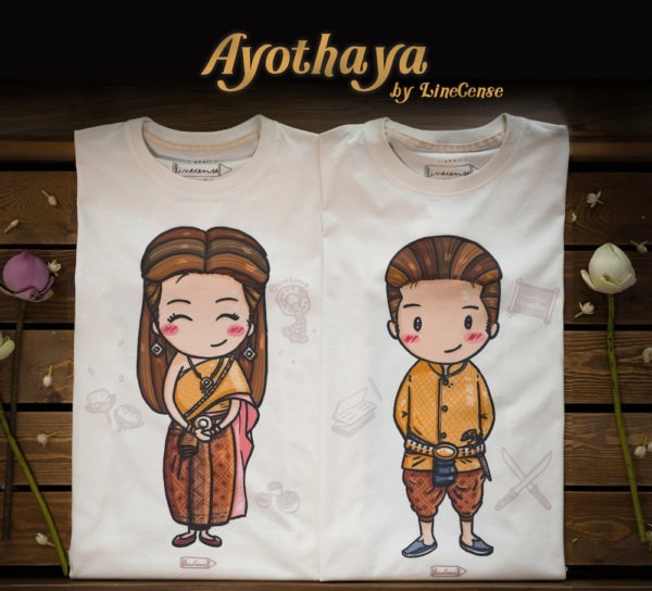 🇹🇭Ayothaya Girl / Ayothaya Boy (Gold Yellow) 泰國古都阿瑜陀耶系列插畫T恤｜金黃泰服・Unisex中性款👕✨🇹🇭