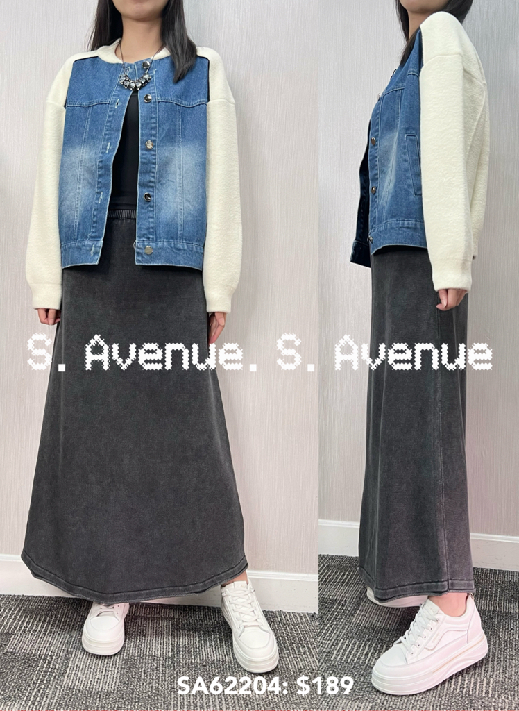 SA62204: 長袖韓國絨拼牛仔前一排鈕褸
