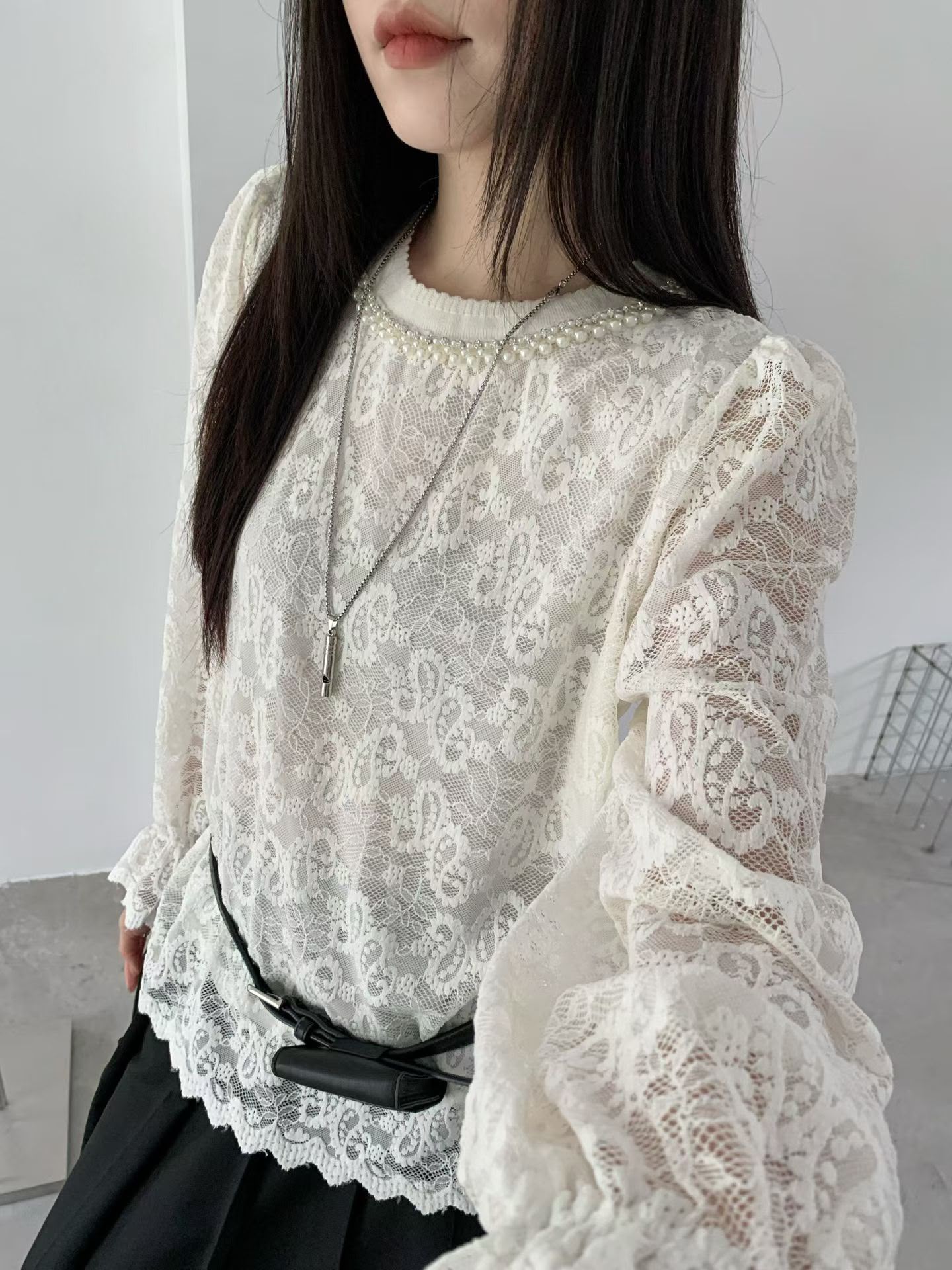 珠珠領蕾絲top(40~43寸胸/25寸長)