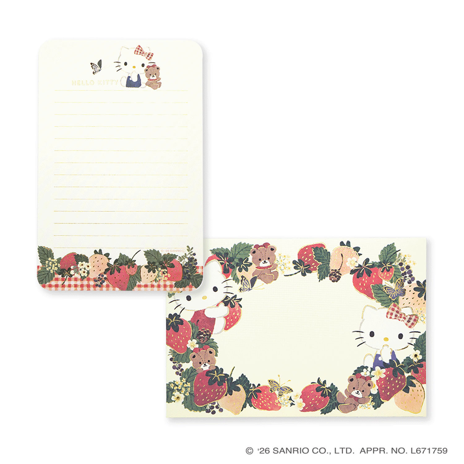 Sanrio - 信紙套裝 (紅色Hello Kitty草莓款)