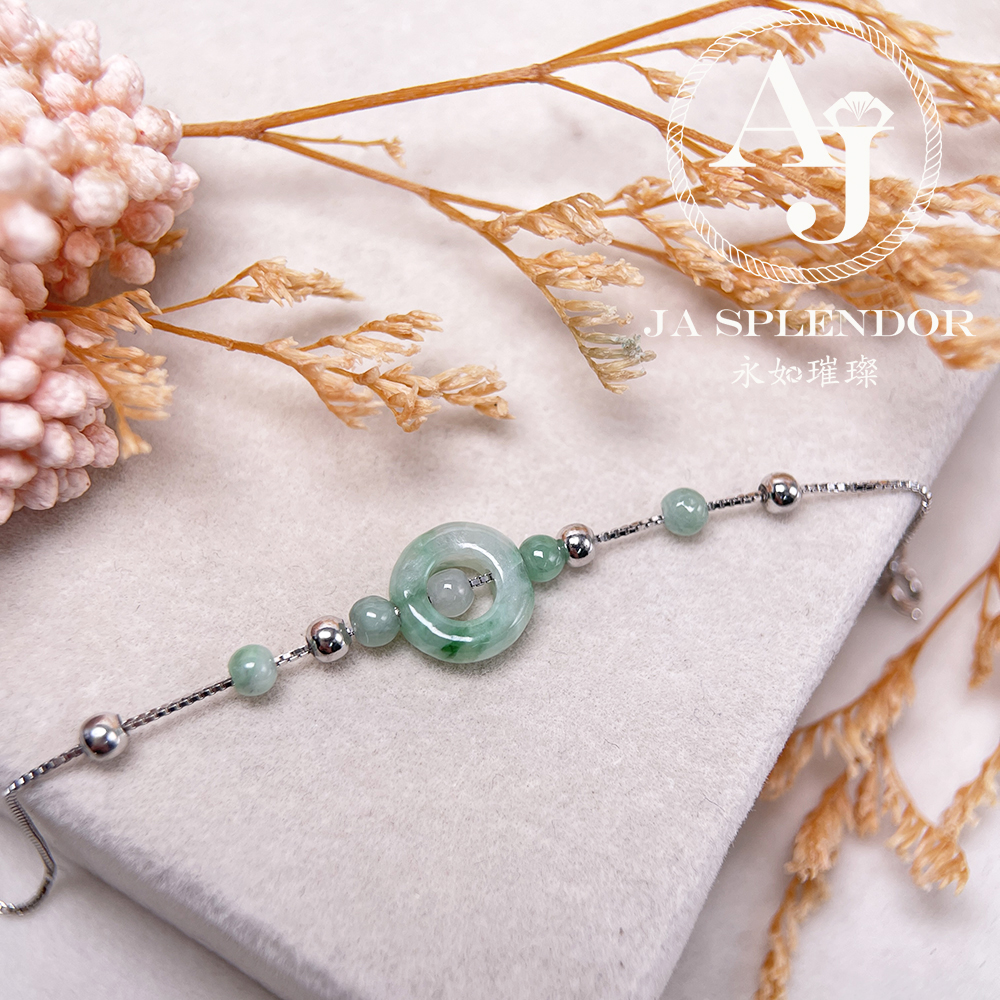D-36J 天然翡翠A玉 薄荷糖系列純銀手鏈
