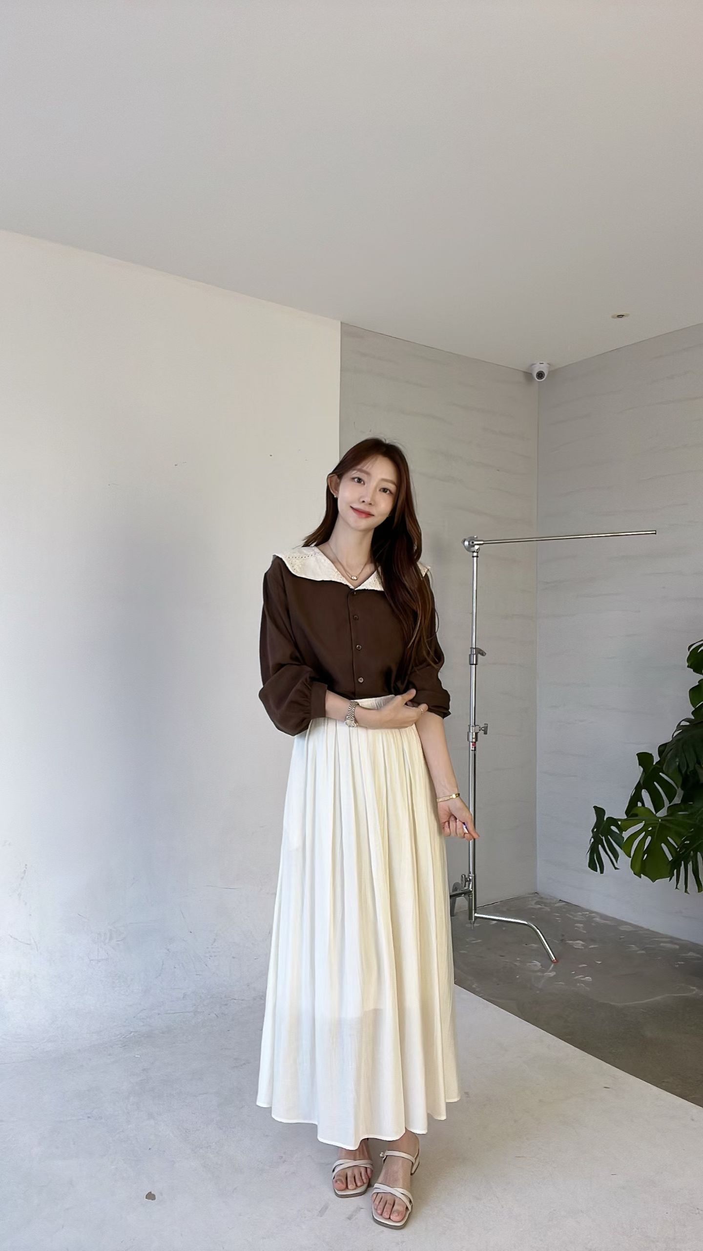 FV05 光澤感百摺SK (米白)