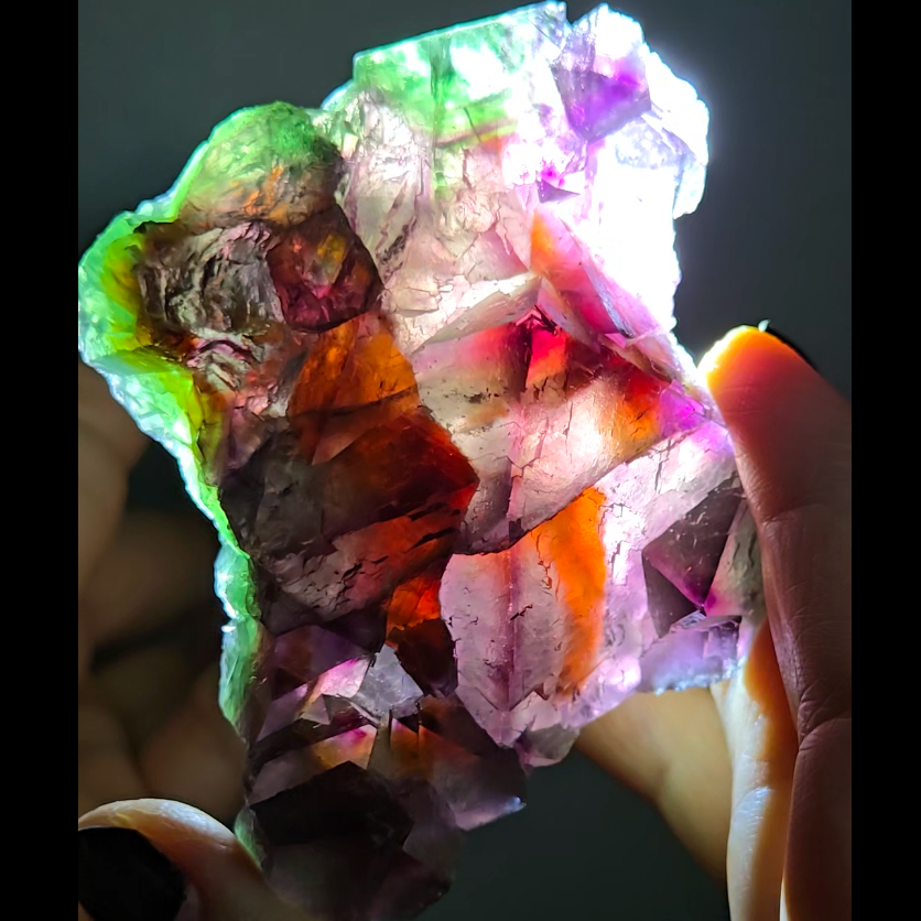 Red phantom octahedral fluorite from China - FL288