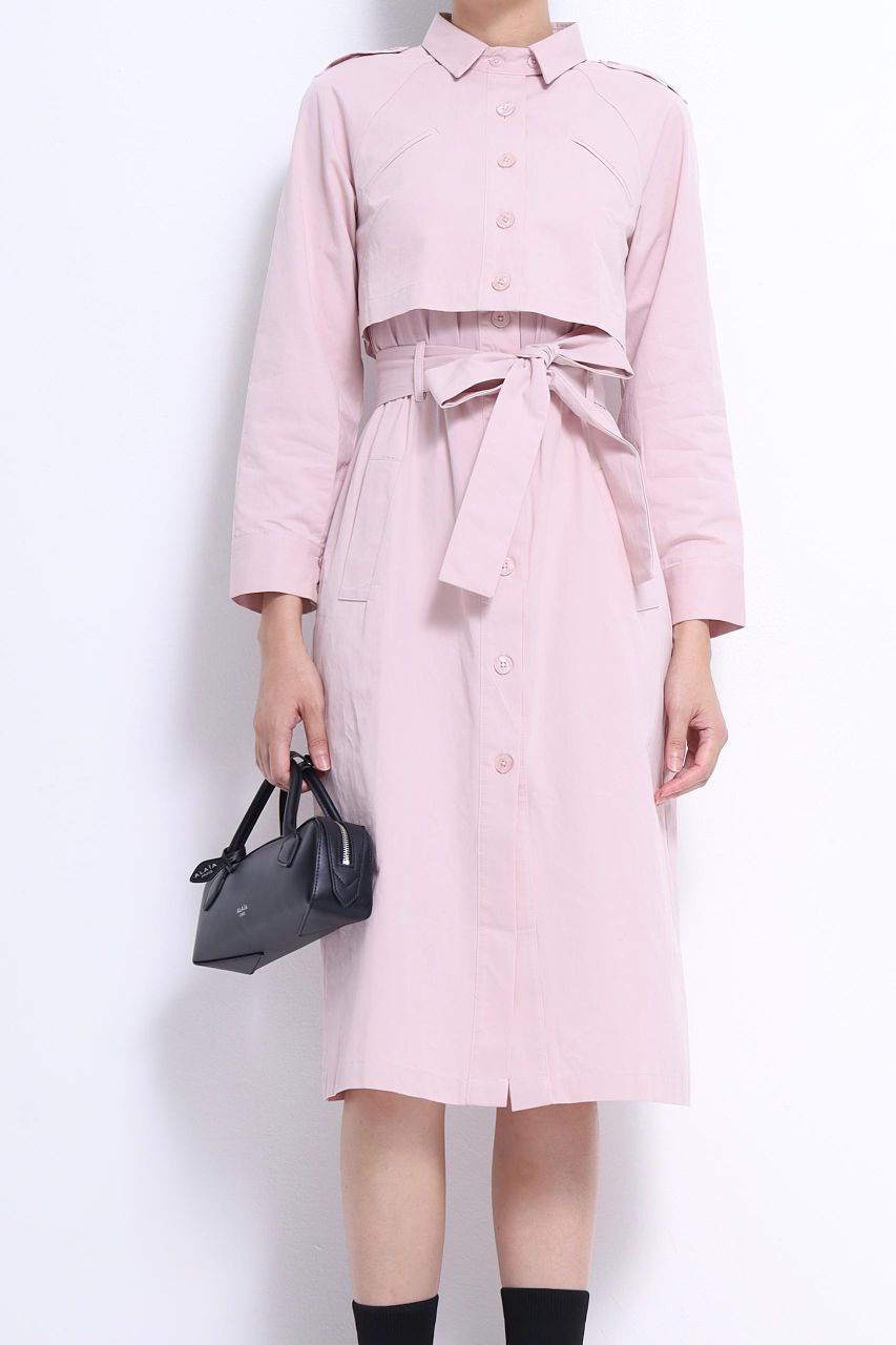 长袖假两件连身裙 2106