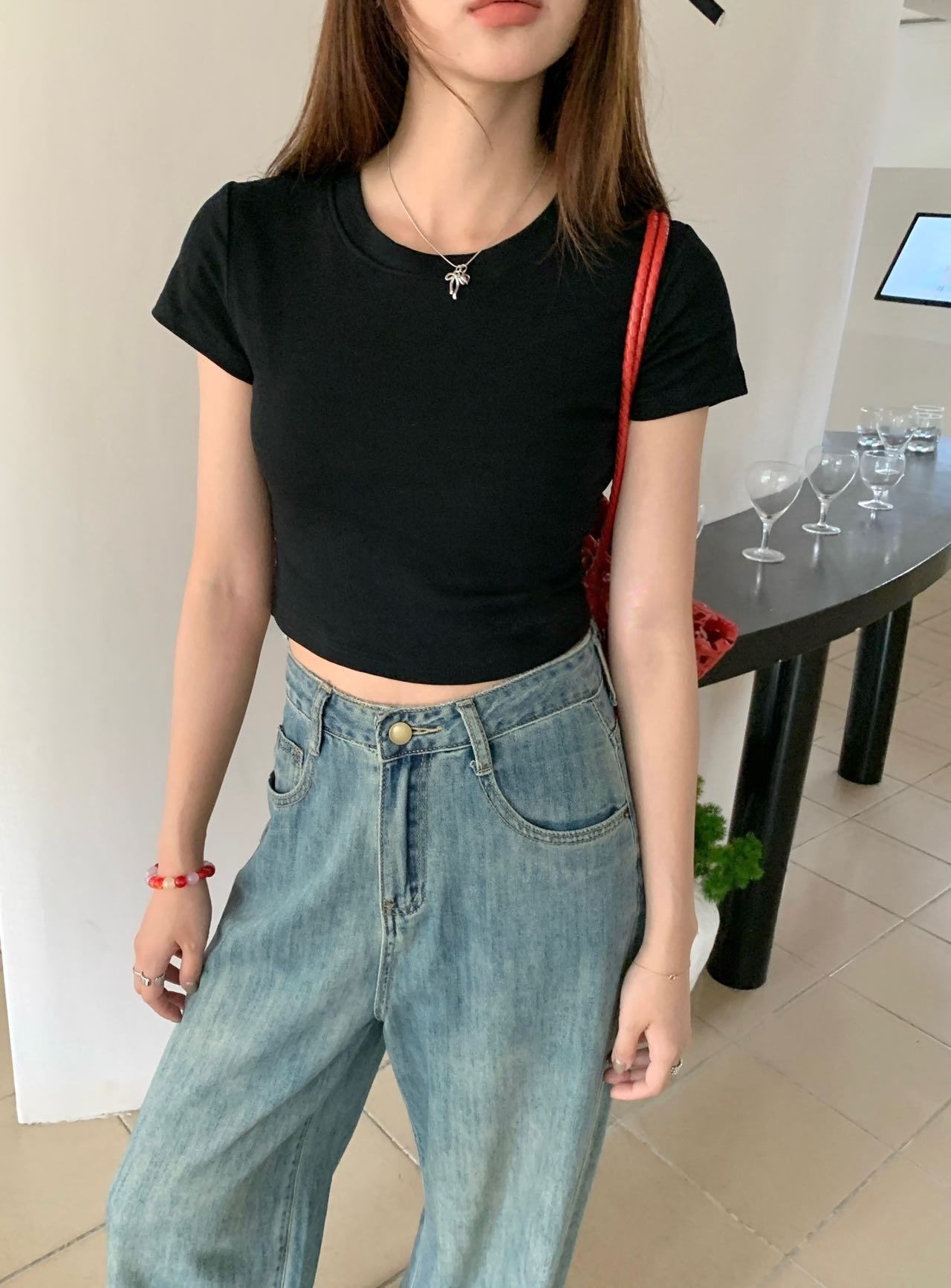 【跑量福利价】Jelly Buny Daily Plain Padded Crop Tee (Removable) 自带胸垫果冻纯色短款Tee(胸垫可拆卸) 【 8 Colours 】