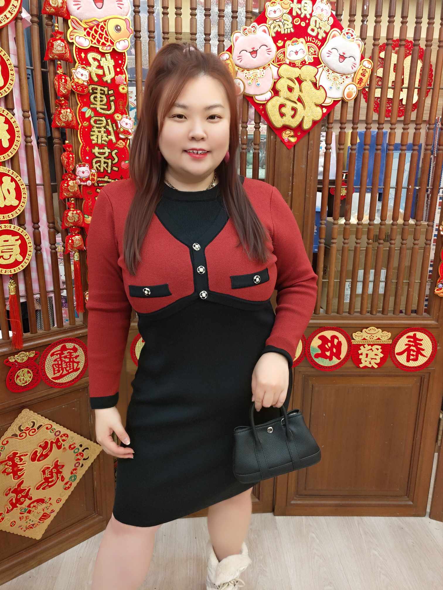 NBA17 JR0003 假两件长袖连衣裙（胸围 100-125CM以内）