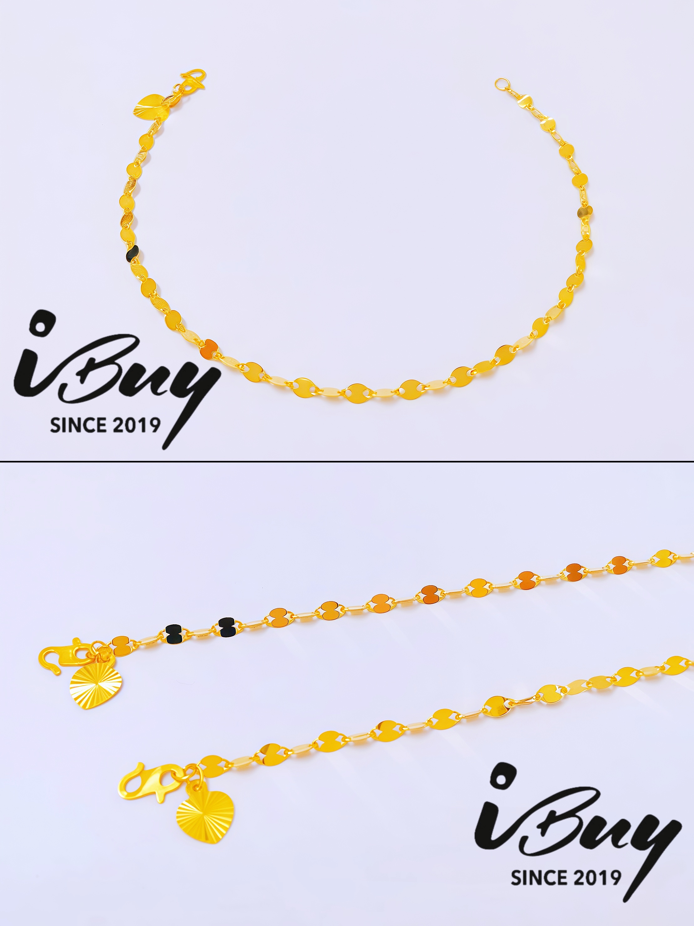 916 GOLD MIRROR CHAIN BRACELET (025) 916 金 镜子手链 （025）
