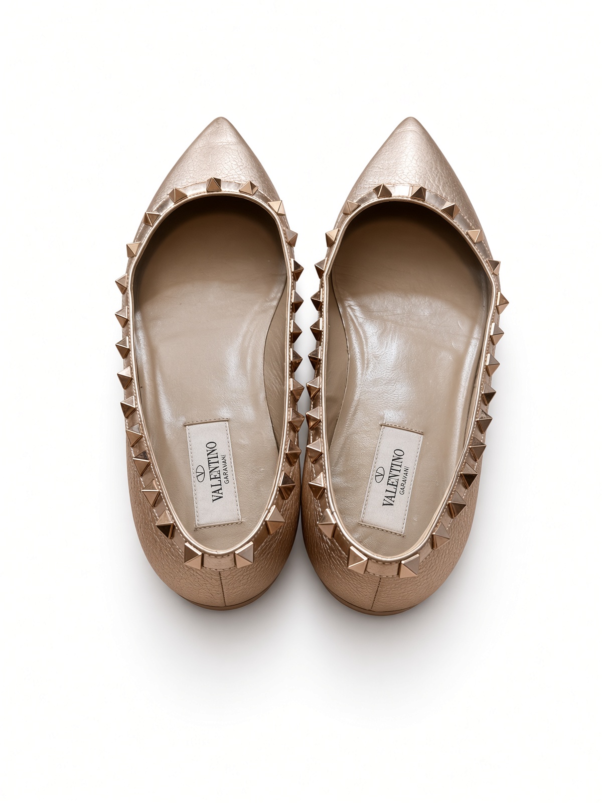［Preloved] Valentino Garavani Rockstud rose gold pointed flats