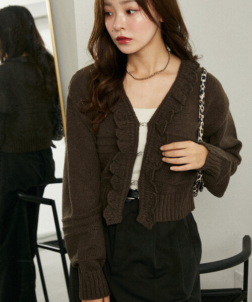 荷葉邊針織短外套