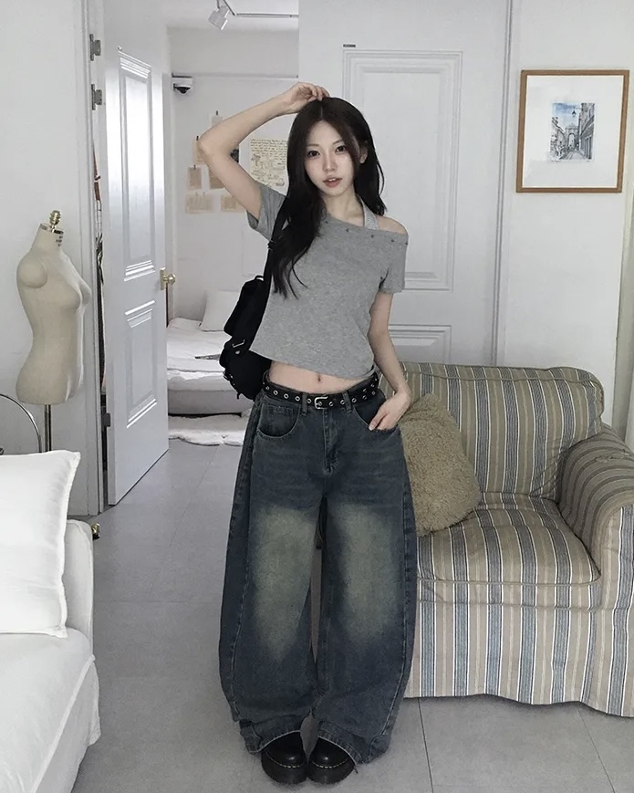 Asymmetric Studded Crop Top