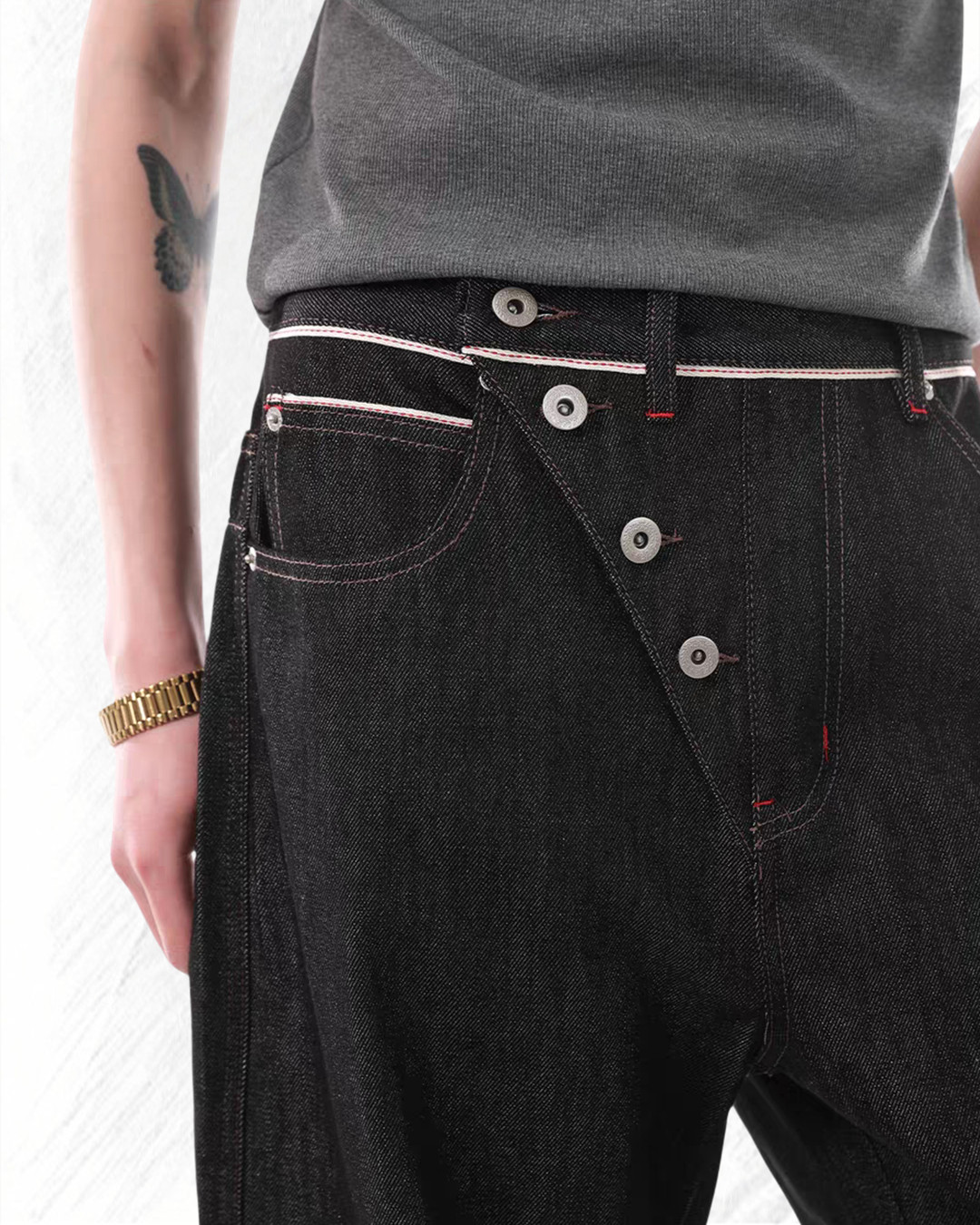 M2079鬆身垂感直筒拖地褲