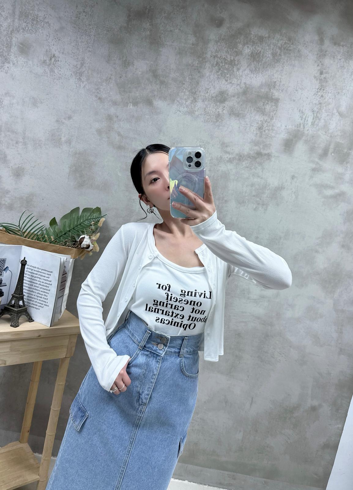W05 英文字背心+外套Set