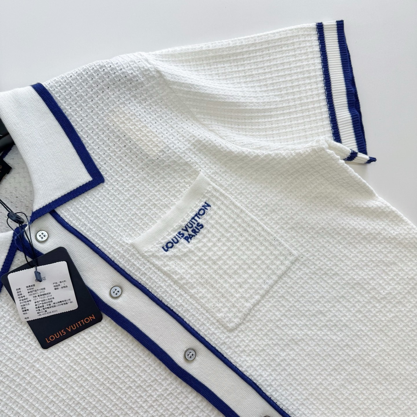 0525 L**V Waffle Signature Short-Sleeved Shirt 蜂巢紋翻領短袖襯衫⭕原單⭕