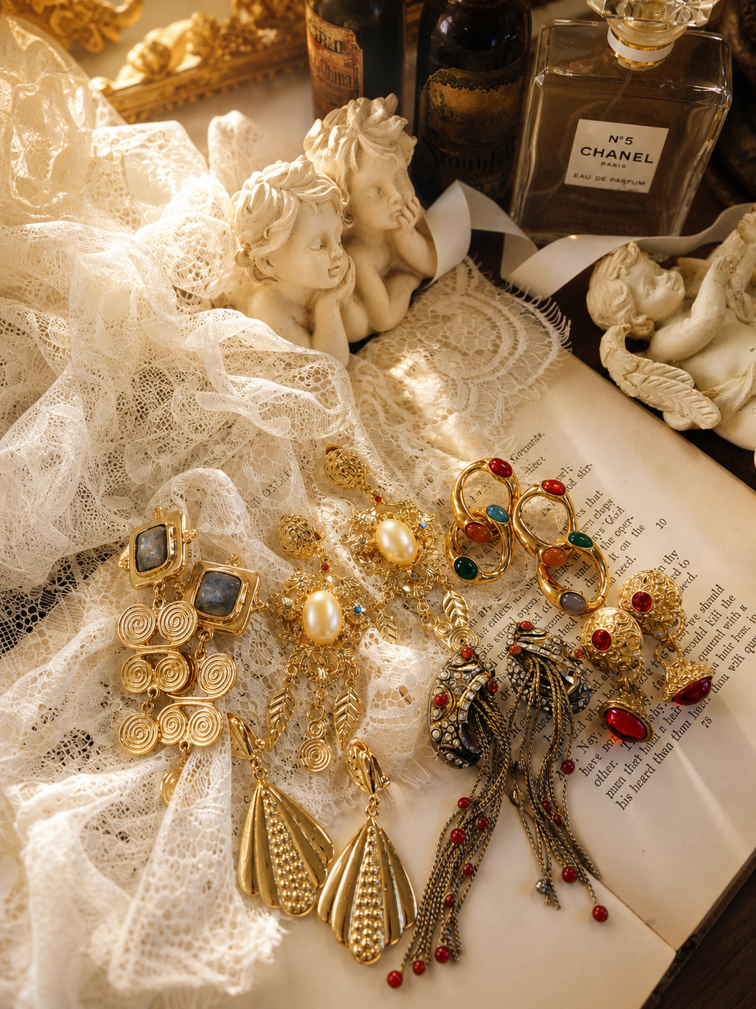 拜占庭的傾城月光 ∙ 西洋古董宮廷重工垂吊耳環系列 Byzantine Moonlight ∙ Vintage Statement Dangle & Drop Earring Collection