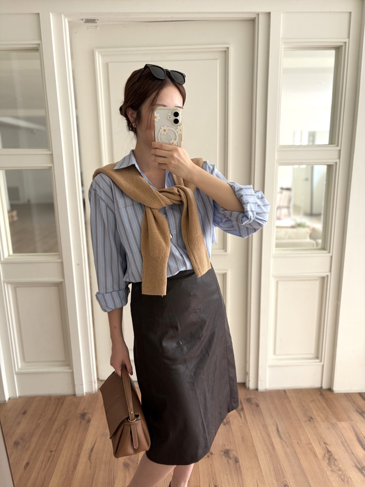 Striped Oversize Shirt (Blue)
