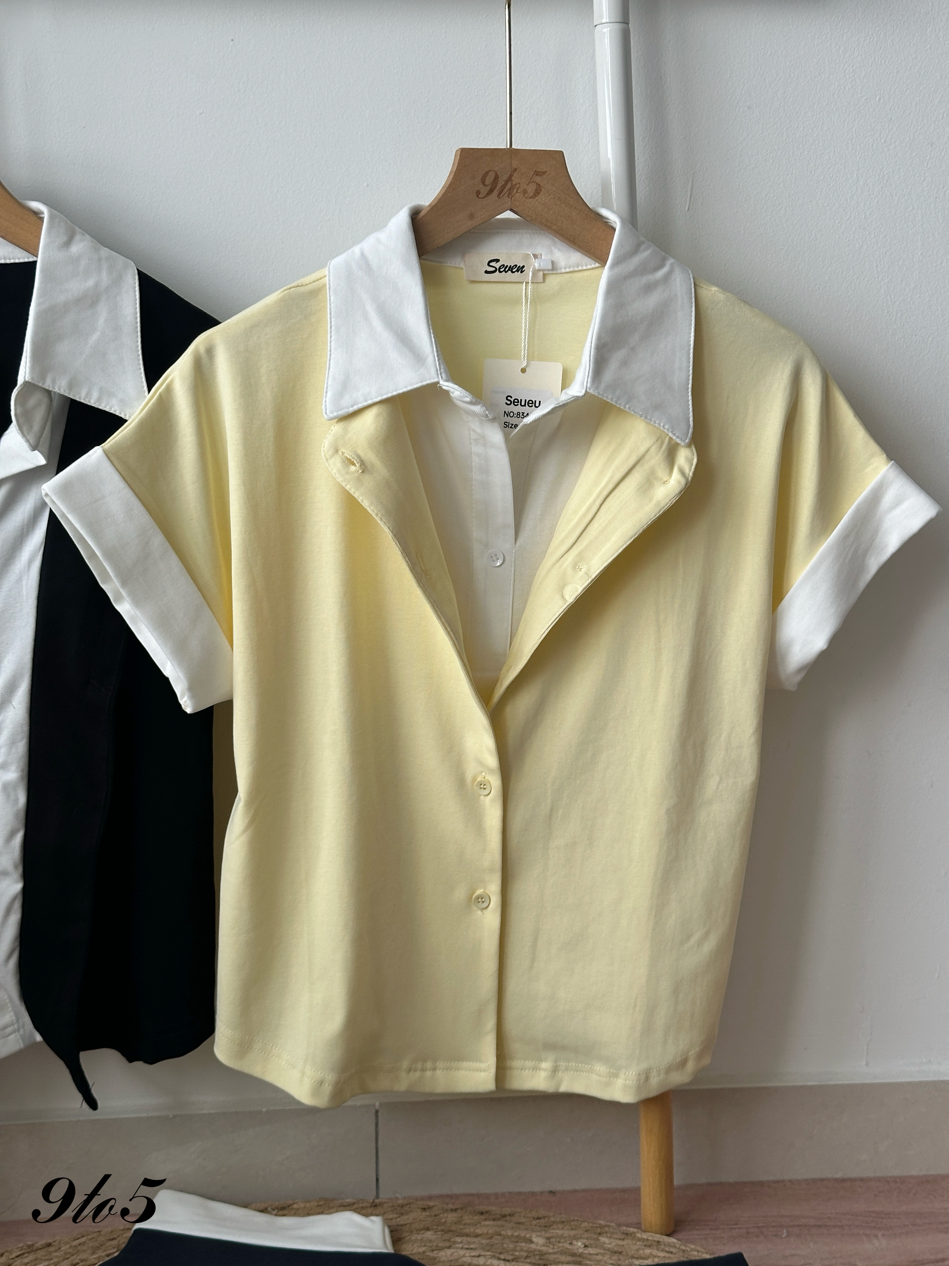 T4319 Contrast Fake Two-Piece Shirt - 4 Colors 