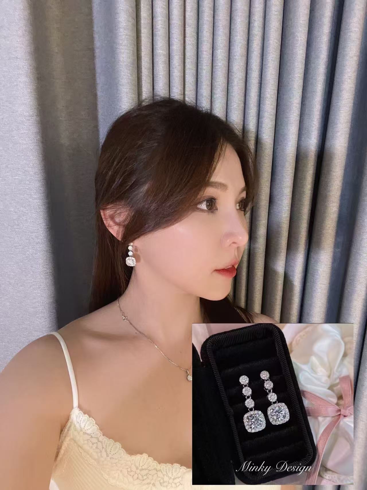 6672 许妍同款冰霜满钻耳环(925银针)