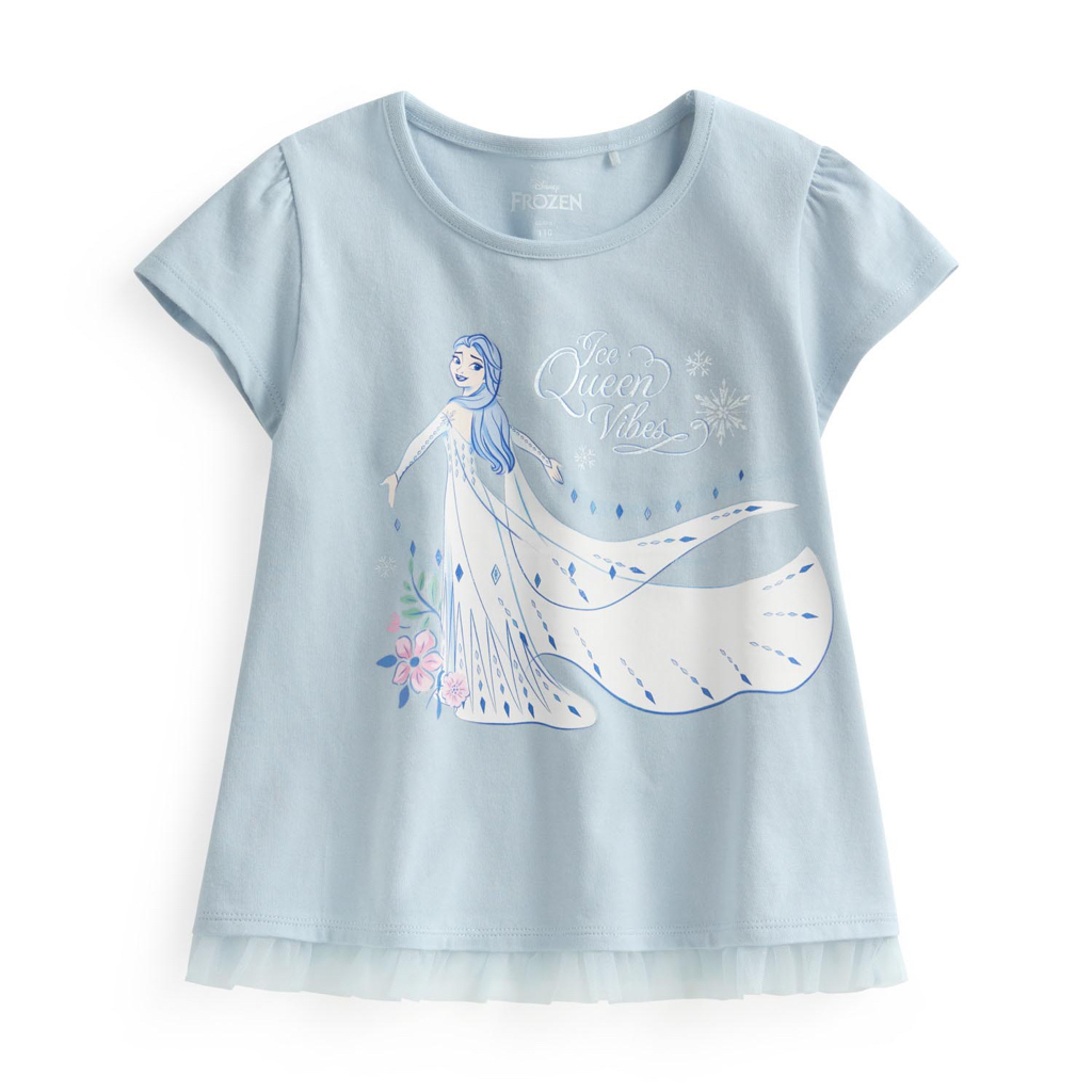 ☀️預訂 台灣直送☀️迪士尼公主系列四色網紗拼接印花純棉短袖T恤