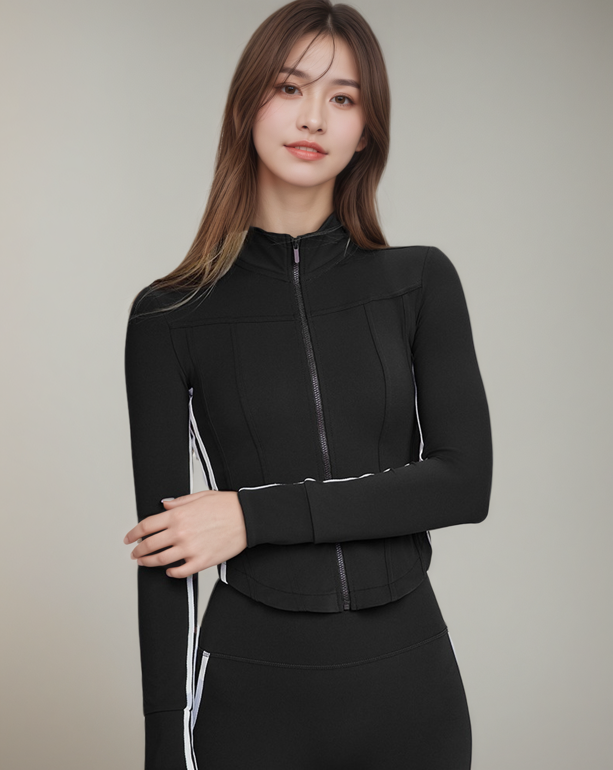 高級感修身立領拉鍊瑜珈外套