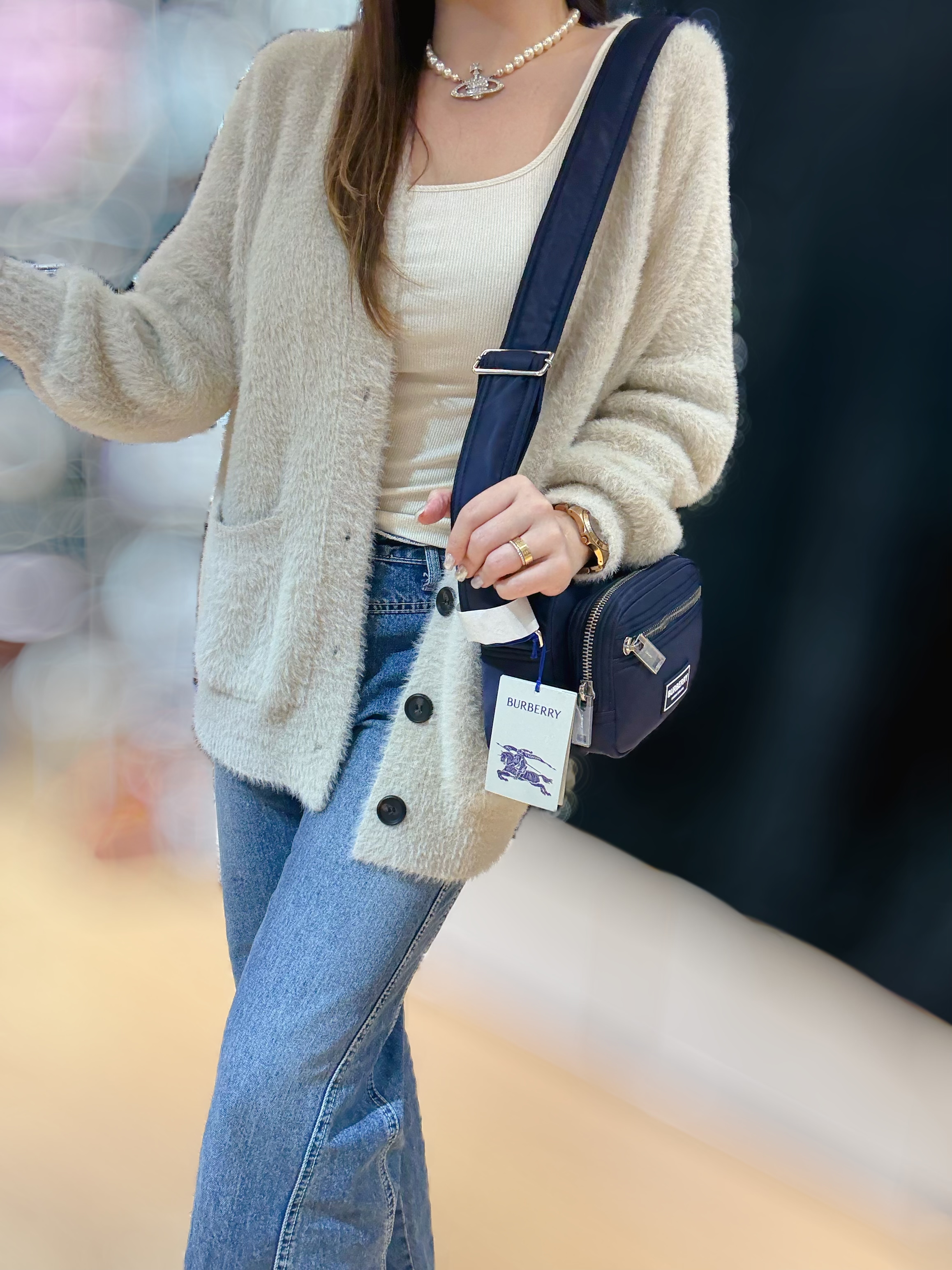 Burberry nylon crossbody navy