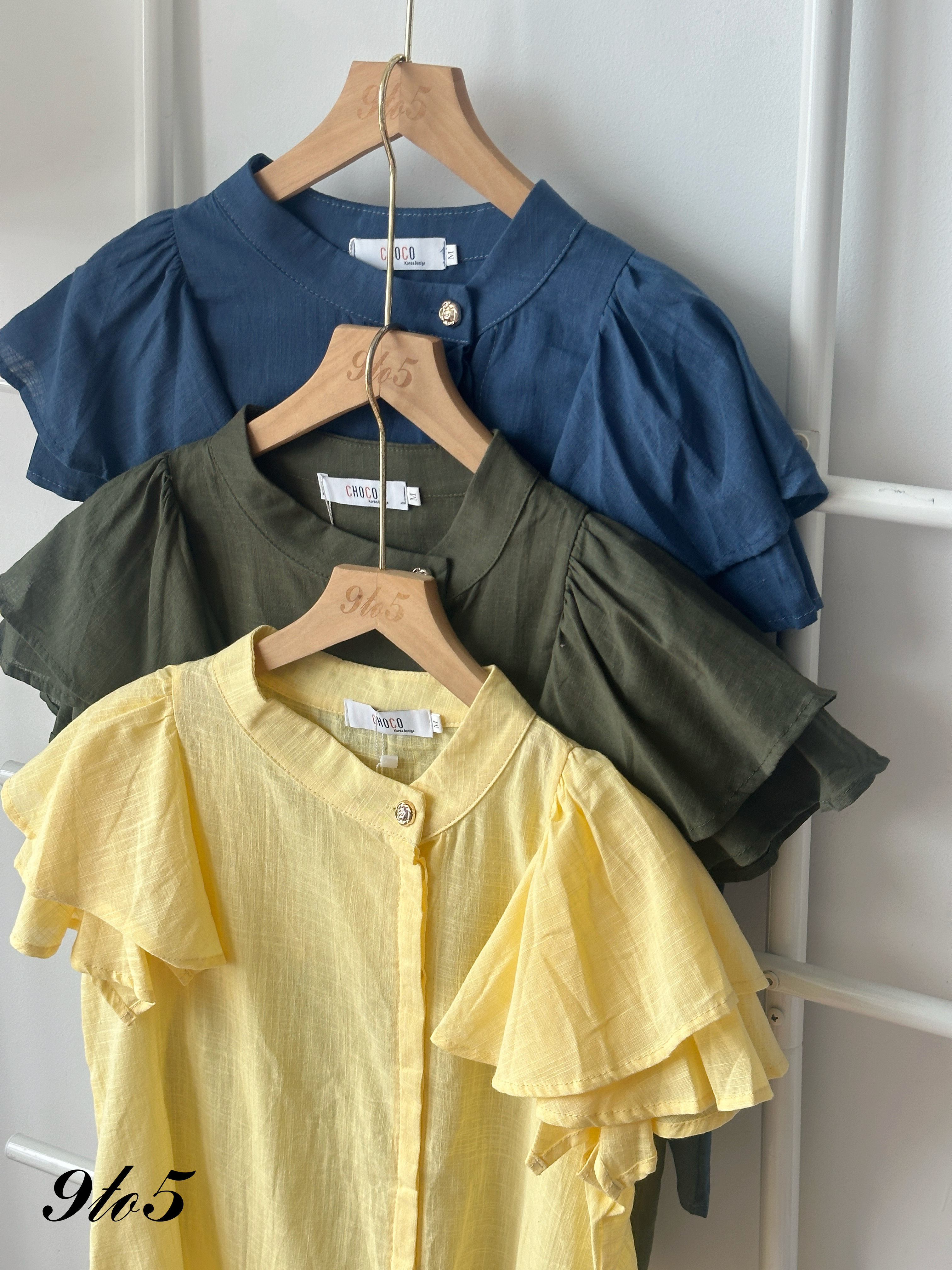 T4378 Mock Neck Ruffle Sleeve Top - 3 Colors 