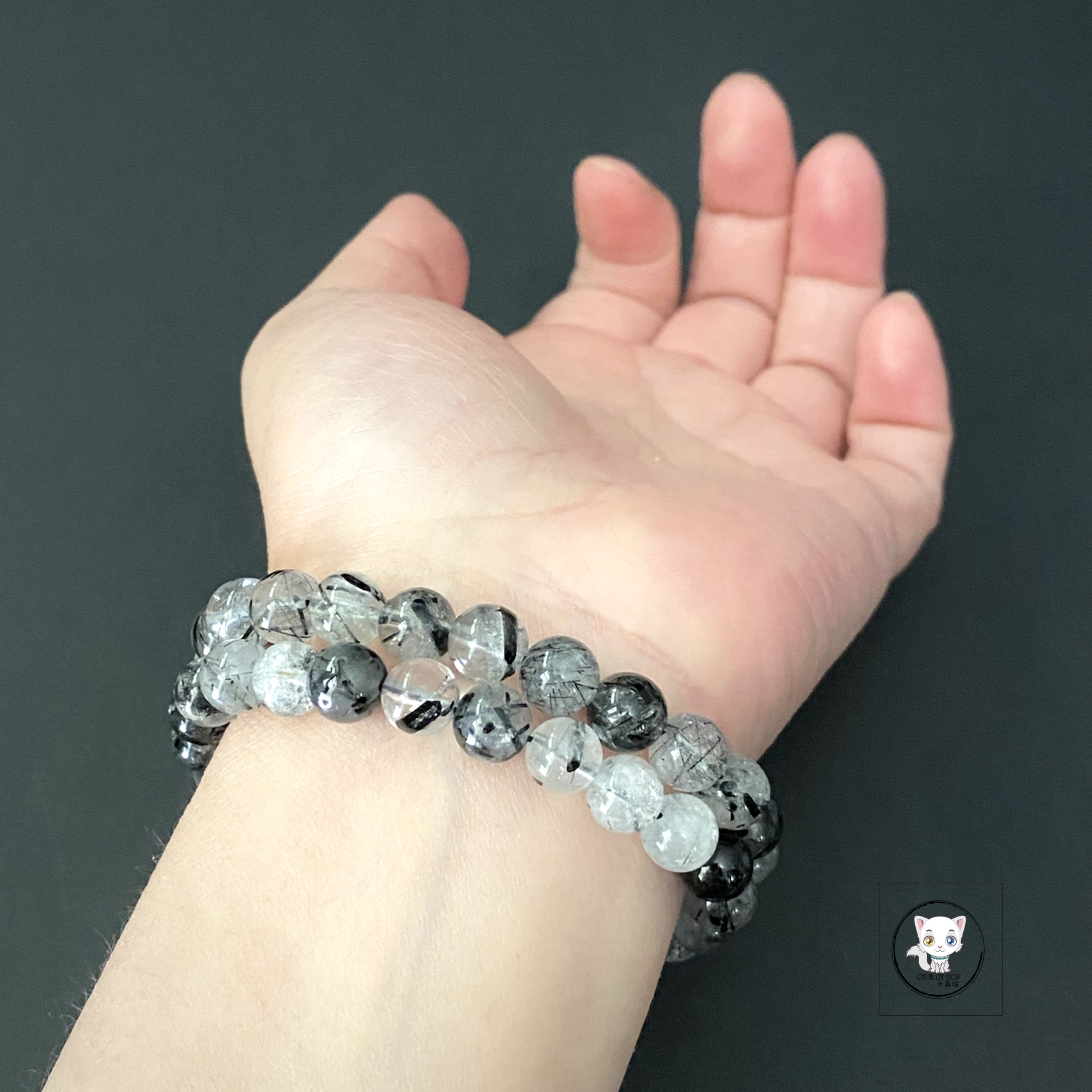 天然黑髮晶手鏈 8mm