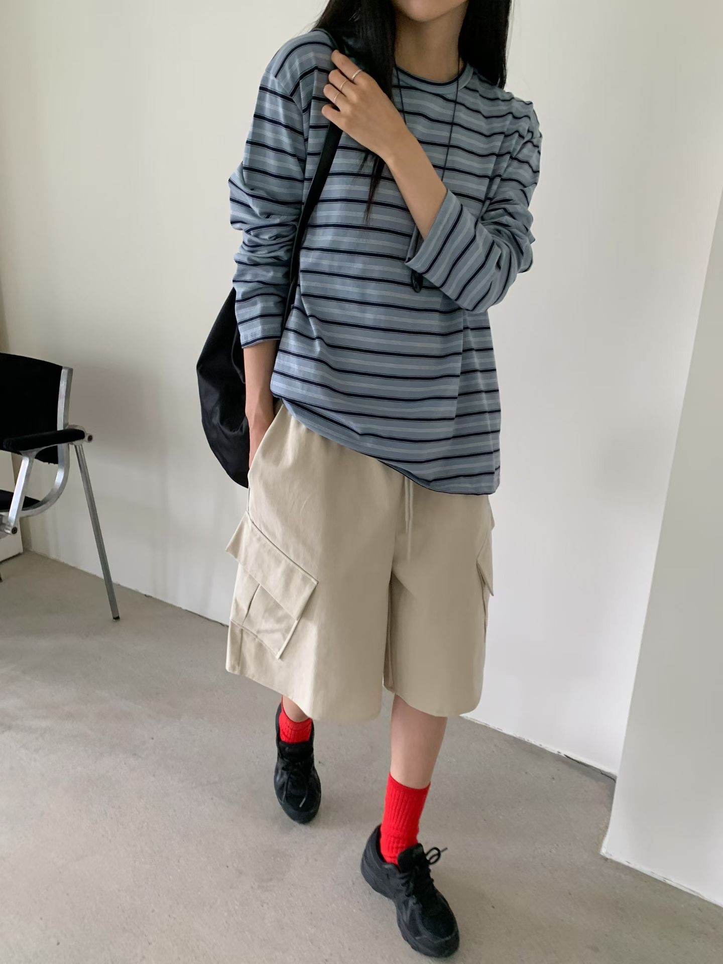 221689 側袋七分布褲