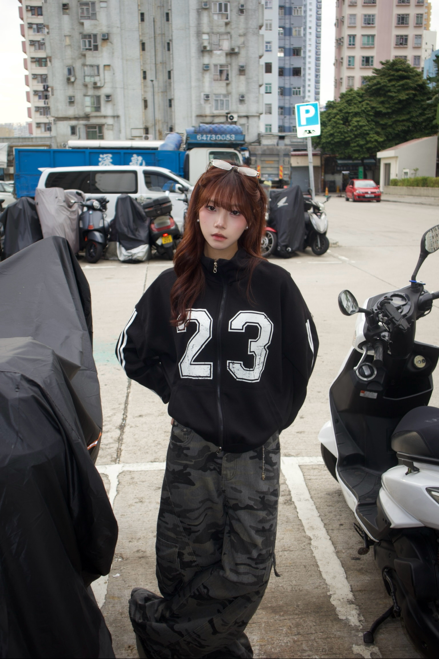 韓國23字母sporty雙拉鏈jacket