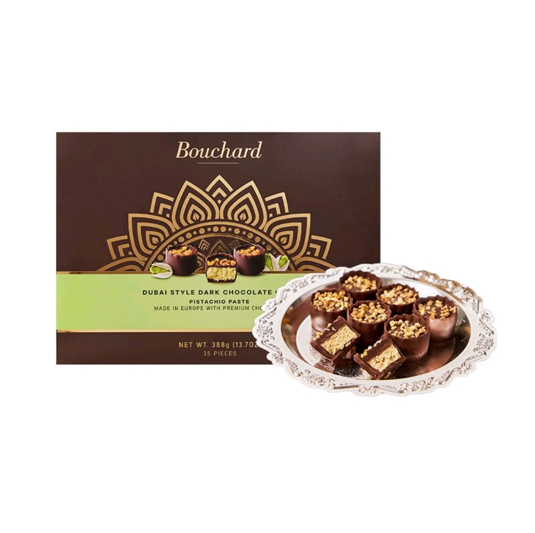 Bouchard 杜拜風味開心果醬夾心黑巧克力杯388g