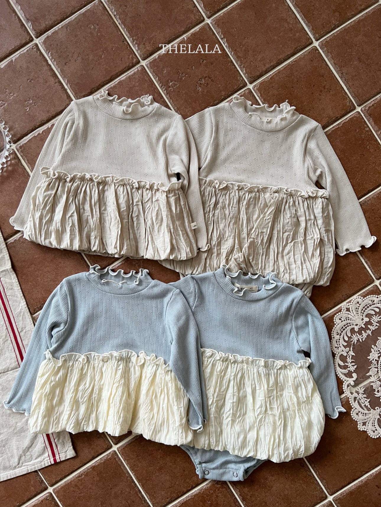 🌸預訂 韓國直送🌸🇰🇷THELALA兩色皺褶裙擺長袖包屁衣