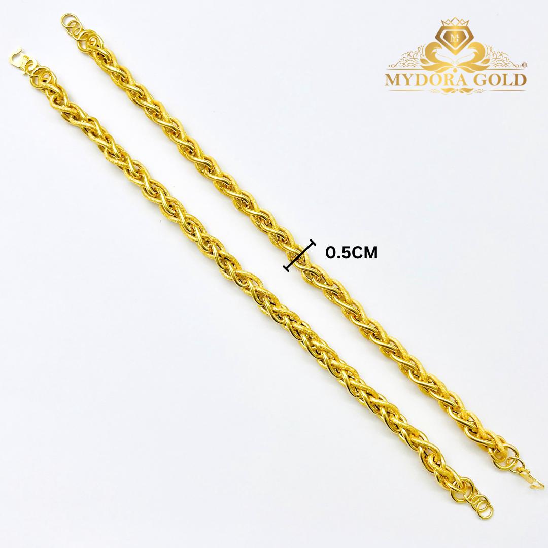 MYDORA Rantai Tangan Pintal Rapunzel Pasir l EMAS 916/22K