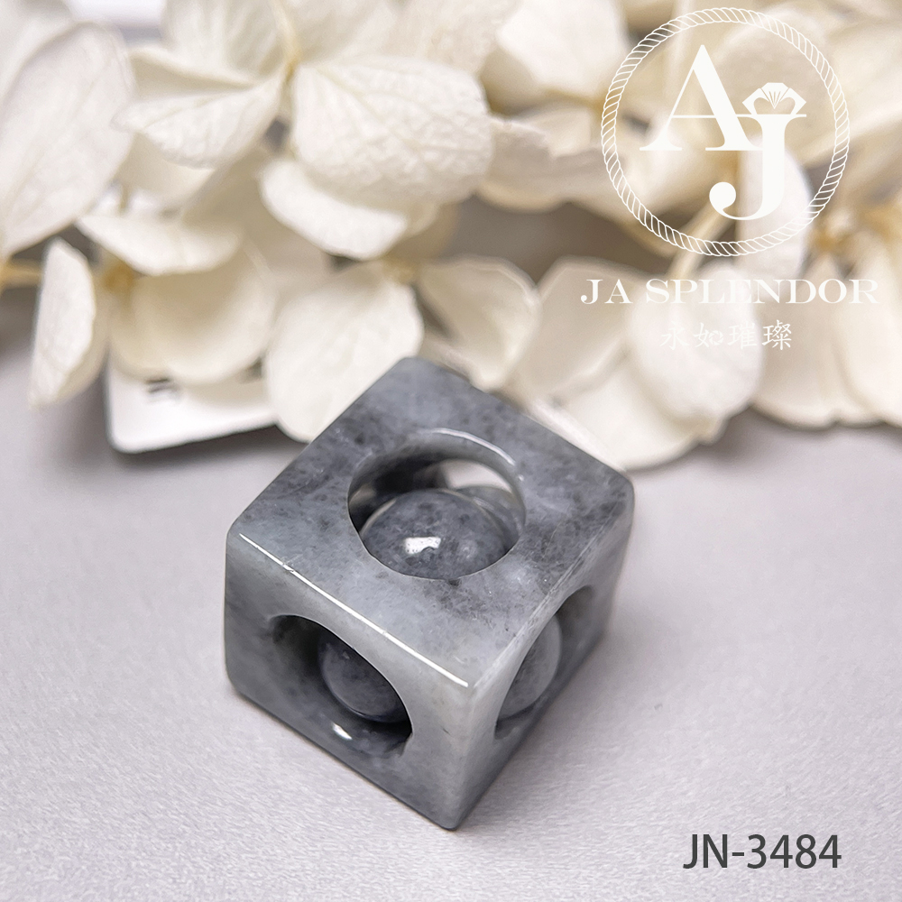 JN-3475/81/82/84 天然翡翠A玉 烏鷄招財進寶骰子吊墜