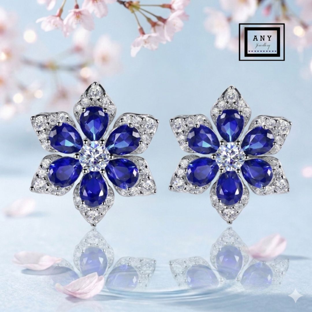E4120 Star Bloom Earring-blue
