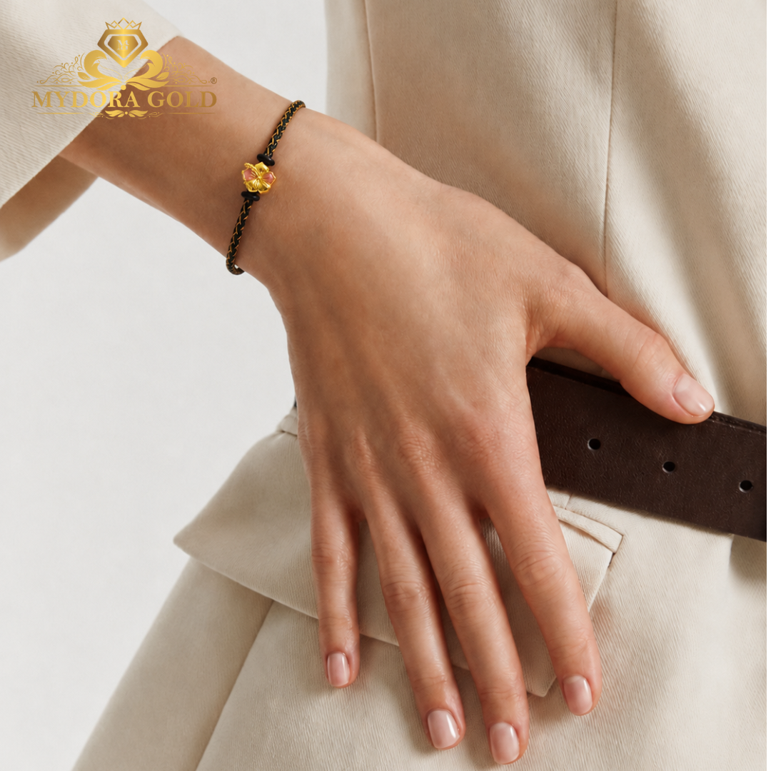 MYDORA Bunga Raya Bundle Set | 916 Gold Bead + Adjustable Bracelet