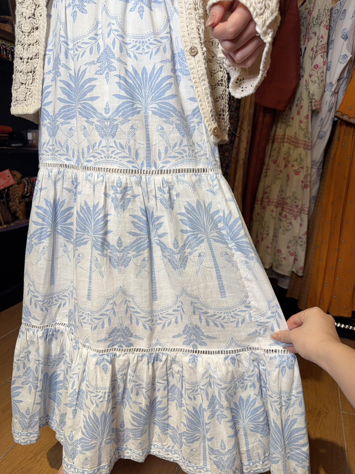 Light Blue Palm Tree 3 layer Skirt #1475
